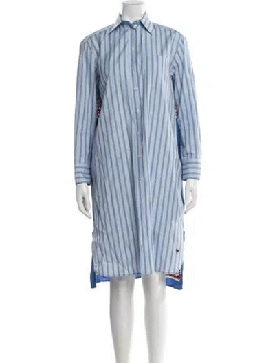 Pre-owned Max Mara Striped Midi Length Dress In Blue