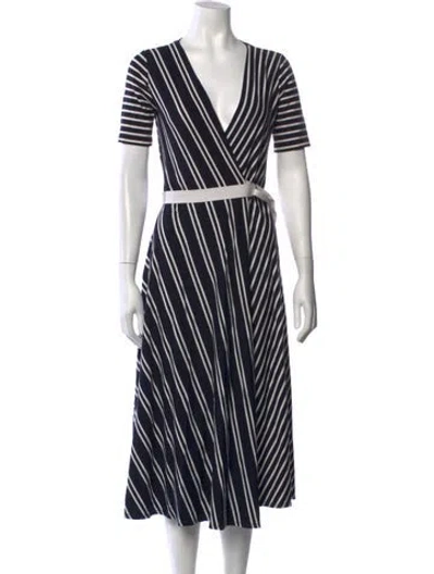 Pre-owned Max Mara Striped Midi Length Dress In Blue
