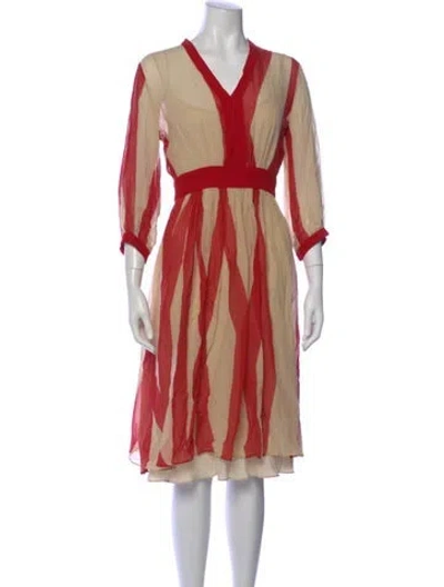 Pre-owned Max Mara Striped Midi Length Dress In Multi