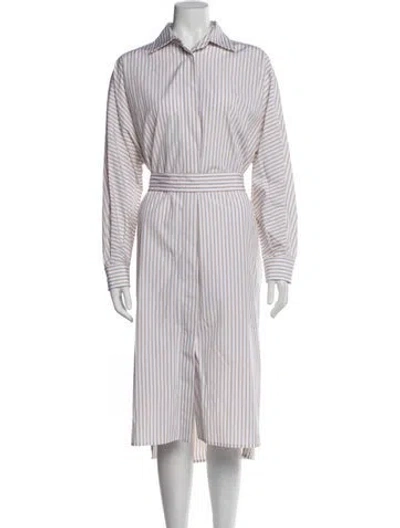 Pre-owned Max Mara Striped Midi Length Dress In Neutral