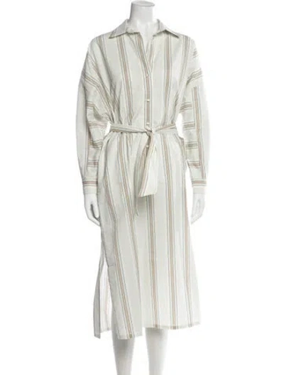 Pre-owned Max Mara Striped Midi Length Dress In Neutrals