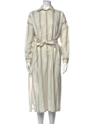 Pre-owned Max Mara Striped Midi Length Dress In Neutrals