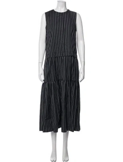 Pre-owned Max Mara Striped Midi Length Dress W/ Tags In Blue