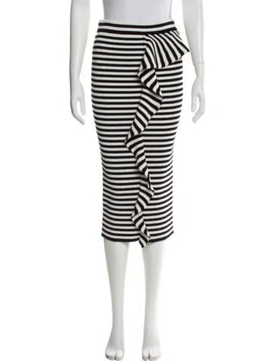 Pre-owned Max Mara Striped Midi Length Skirt In Black