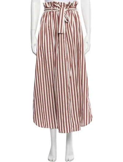 Pre-owned Max Mara Striped Midi Length Skirt In Brown