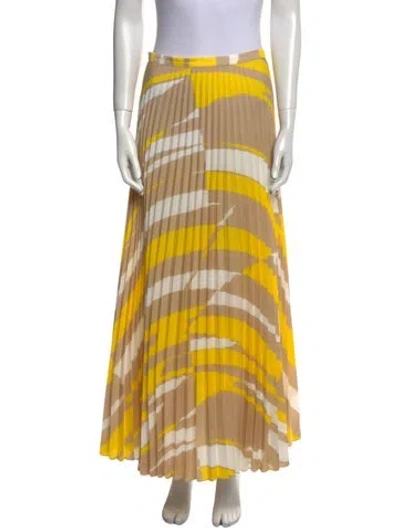 Pre-owned Max Mara Striped Midi Length Skirt In Yellow