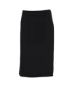 Max Mara Pinstripe Midi Pencil Skirt In Navy Blue Wool In Black