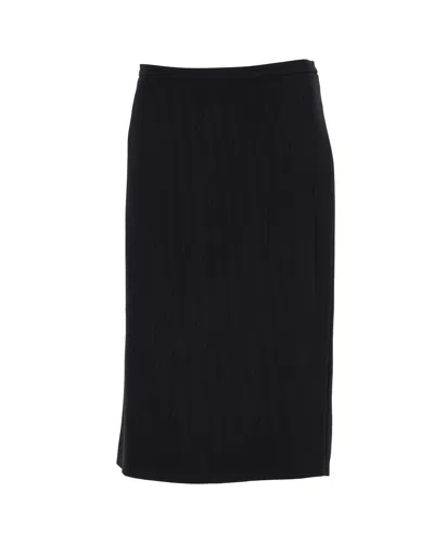 Max Mara Striped Midi Pencil Skirt In Black Triacetate