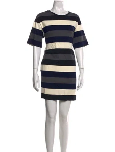 Pre-owned Max Mara Striped Mini Dress In Black