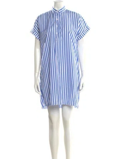 Pre-owned Max Mara Striped Mini Dress In Blue