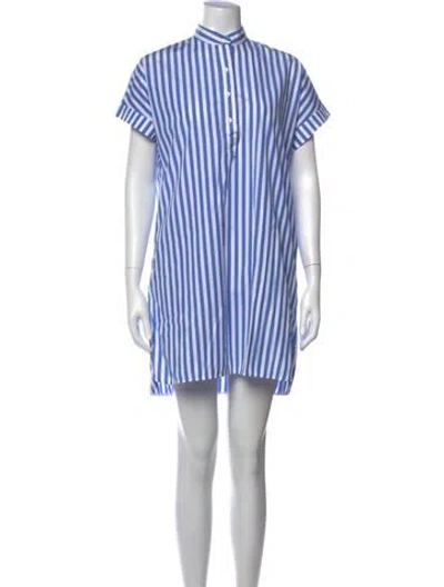 Pre-owned Max Mara Striped Mini Dress In Blue/white