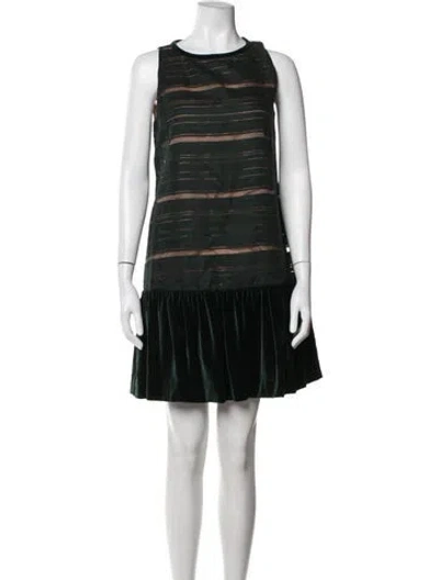 Pre-owned Max Mara Striped Mini Dress In Green