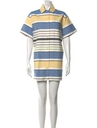 Pre-owned Max Mara Striped Mini Dress W/ Tags In Blue