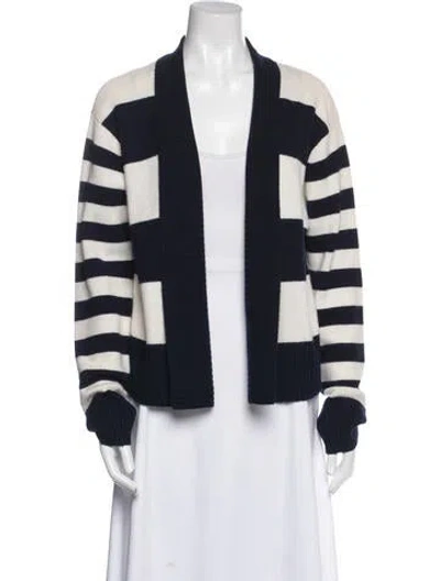 Pre-owned Max Mara Striped Open Front Sweater In Blue