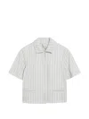 Max Mara Striped Patch Pocket Jacket In White