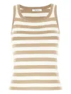 Max Mara Striped Ribbed Sleeveless Viscose Blend Top In Neutral