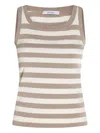 Max Mara Striped-pattern Ribbed-knit Top In Neutral