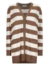 Max Mara Striped-pattern Wool Cardigan In Brown