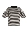 Max Mara Peirak Striped Top With Ruffle Sleeves In Black