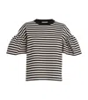 Max Mara Peirak Striped Top With Ruffle Sleeves In Black