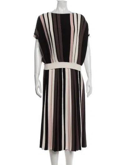Pre-owned Max Mara Striped Pleated Accents Skirt Set In Brown