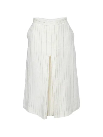 Pre-owned Max Mara Striped Pleated Trousers In Neutral