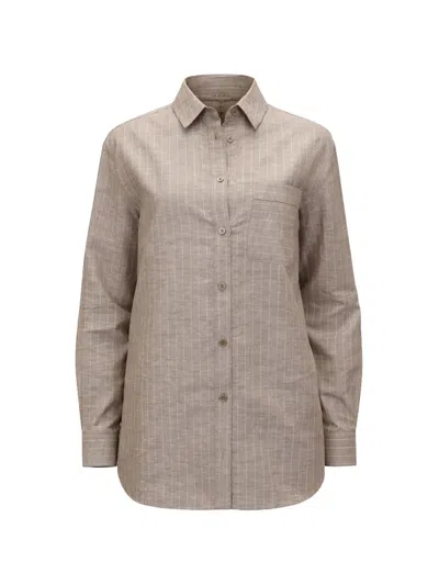 Max Mara Striped Pocket Shirt In Neutral