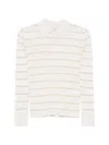 Max Mara Gitano Cashmere Silk Collared Striped Sweater In Neutral