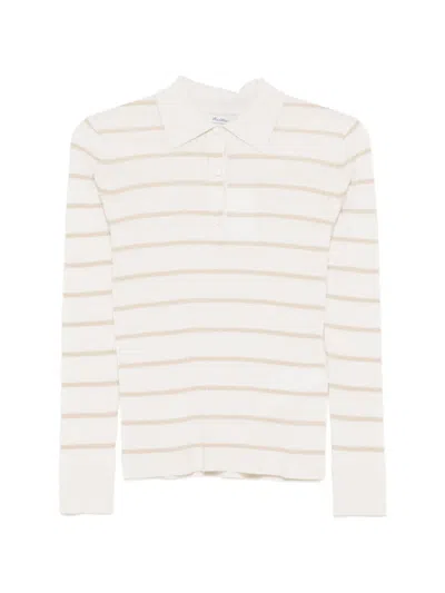 Max Mara Striped Polo Shirts In Neutral