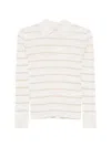 Max Mara Gitano Cashmere Silk Collared Striped Sweater In White