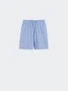 Max Mara Striped Poplin Bermuda Shorts In Blue