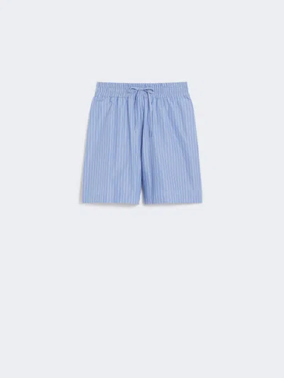 Max Mara Striped Poplin Bermuda Shorts In Blue