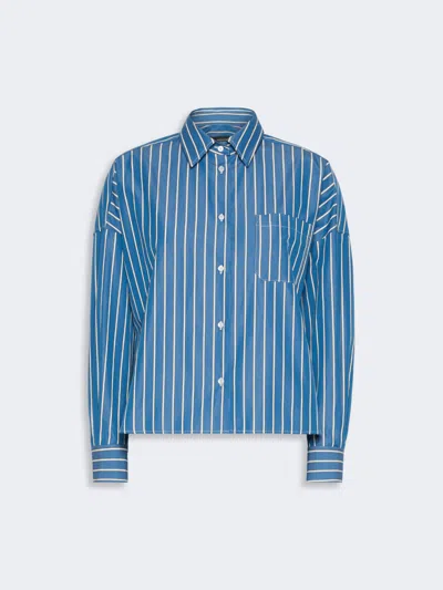 Max Mara Striped Poplin Boxy Shirt In Blue