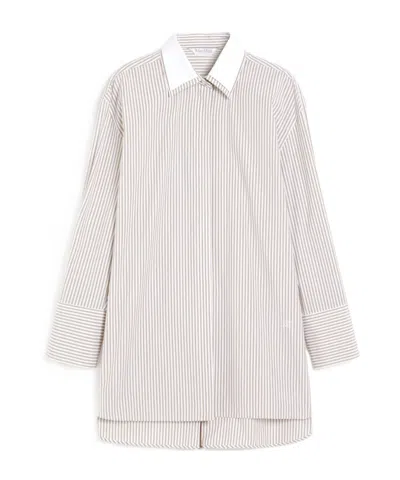 Max Mara Striped Poplin Oversized Shirt In 001
