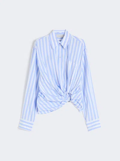 Max Mara Striped Poplin Shirt In Blue