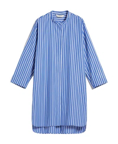 Max Mara Striped Poplin Shirt In Blue