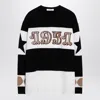 Max Mara Wool And Cashmere Sweater With Flocked 1951 Motif In Black