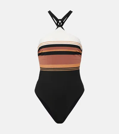 Max Mara Striped Racerback Swimsuit In Multicoloured