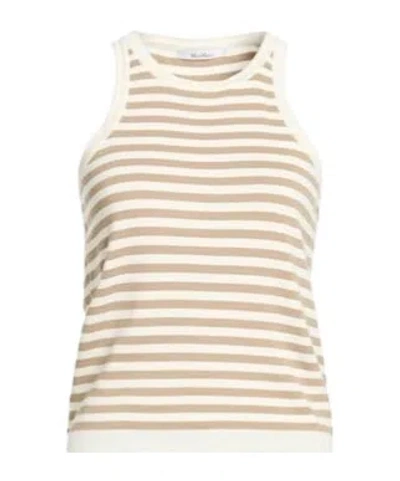 Max Mara Striped Racerback Tank Top In Nude