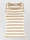 Max Mara Striped Ribbed Sleeveless Viscose Blend Top In Pink
