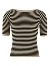 Max Mara Striped Ribbed T-shirt In Multi