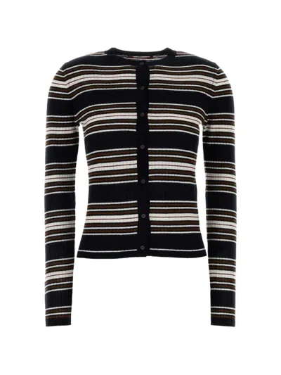 Max Mara Striped Ribbed-knit Silk Cardigan In Multi