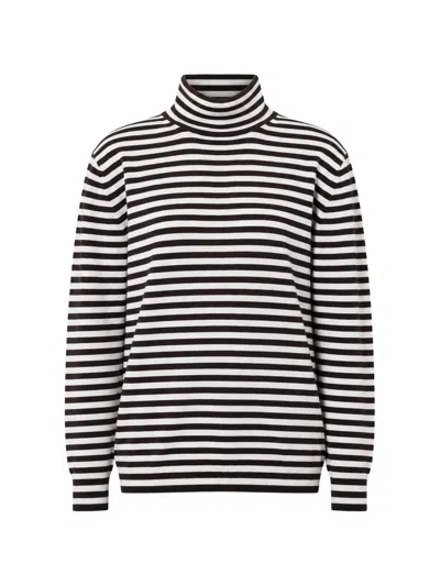 Max Mara Striped Roll-neck Sweater In Black