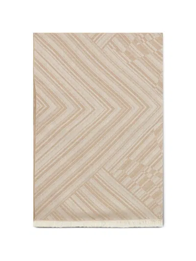 Max Mara Striped Scarf With Fringed Hem In White