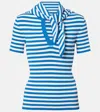 Max Mara Striped-pattern Bow-detail T-shirt In Blue