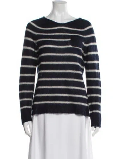 Pre-owned Max Mara Striped Scoop Neck Sweater In Blue
