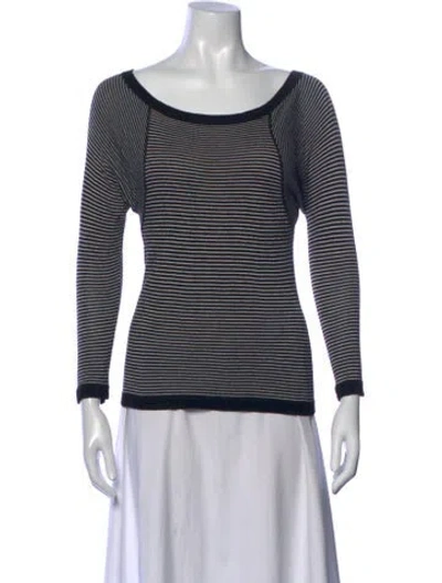Pre-owned Max Mara Striped Scoop Neck Sweater In Blue