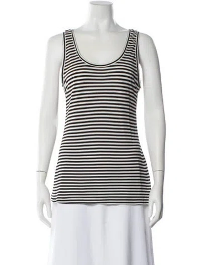Pre-owned Max Mara Striped Scoop Neck Top In Black