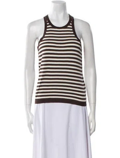 Pre-owned Max Mara Striped Scoop Neck Top In Blue