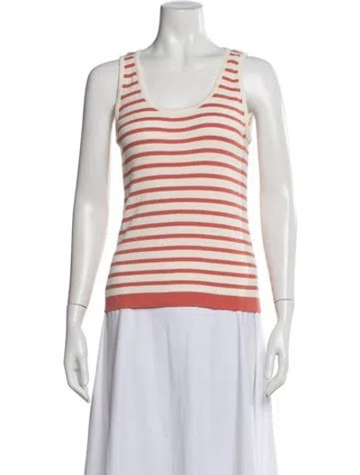 Pre-owned Max Mara Striped Scoop Neck Top W/ Tags In Blue